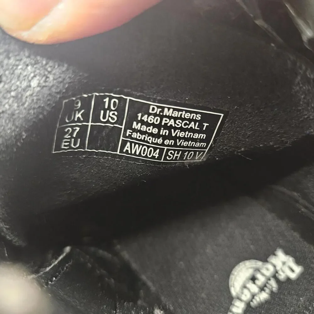 Dr. Doc Martens Kids 1460 Pascal T Black Combat Boots Grunge Alt Punk Size US 10